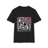 Basset Hound B&W Pink Bow Bold design dog lover unisex t-shirt in black