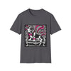 Basset Hound B&W Pink Bow Bold design dog lover unisex t-shirt in charcoal