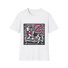 Basset Hound B&W Pink Bow Bold design dog lover unisex t-shirt in white