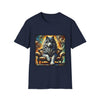 Dire Wolf Sun Swirl design dog lover unisex t-shirt in navy