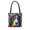 Bernese Mountain Dog Tote Bag Relaxed Swirl Dog Lover Gift tote bag in black