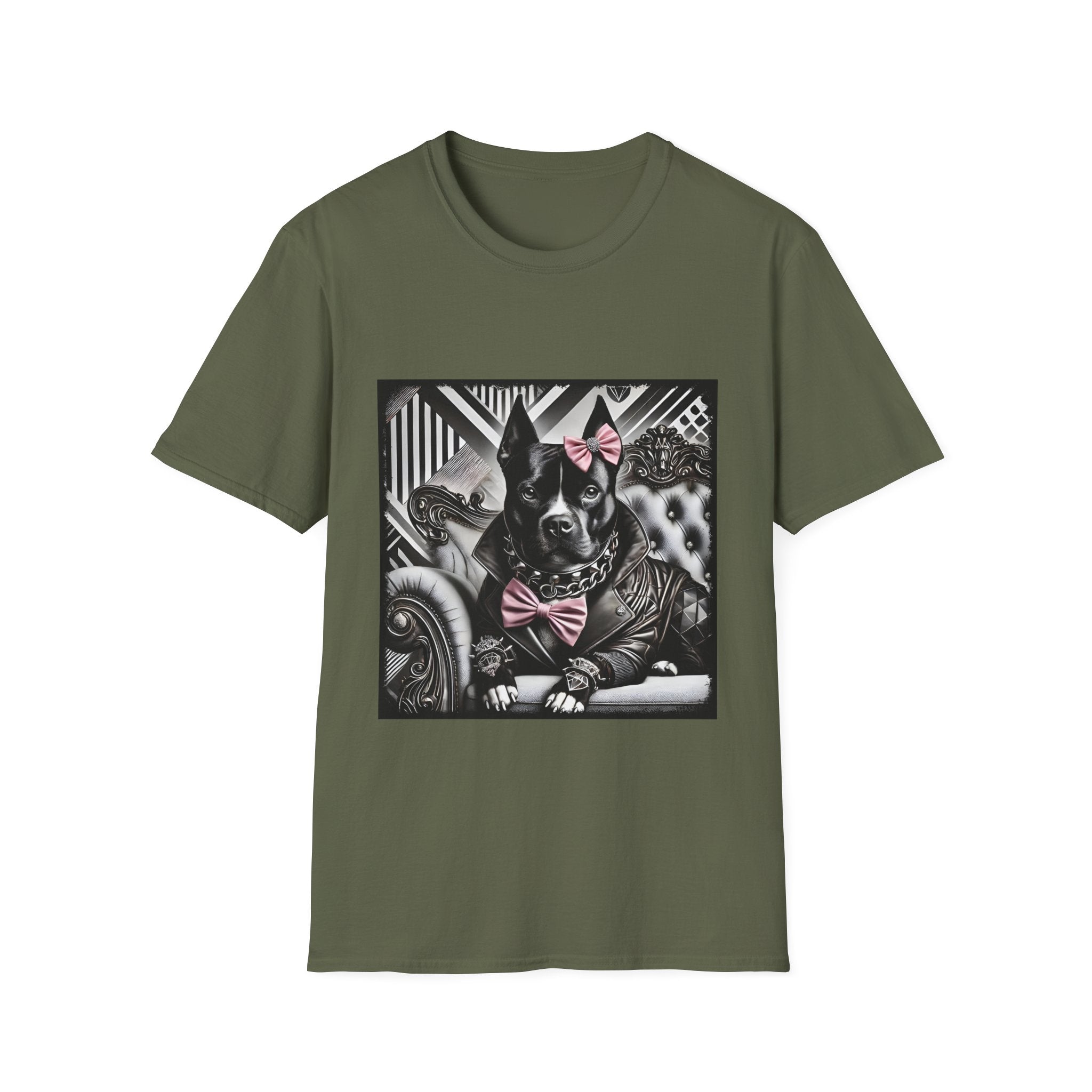 American Pit Bull Terrier Shirt | B&W Pink Bow Rocker Dog Lover Tee
