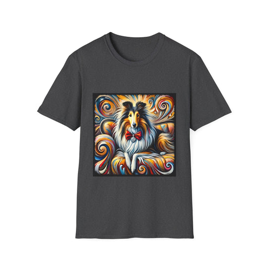 Collie Bold Swirl design dog lover unisex t-shirt in dark heather