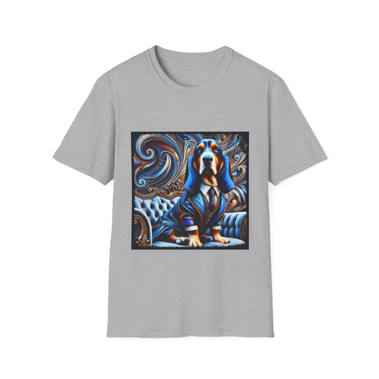 Basset Hound Bold Blue Feels design dog lover unisex t-shirt in sport grey