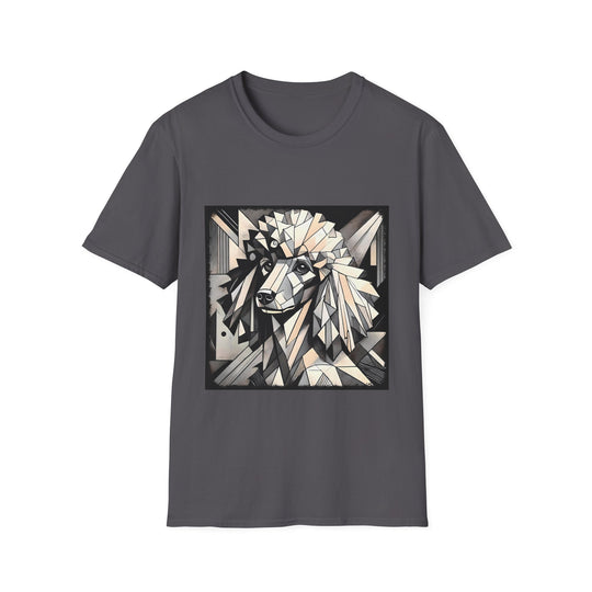 Poodle Geometric design dog lover unisex t-shirt in charcoal