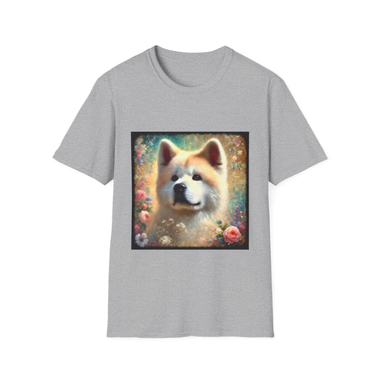 Akita Cosmic Garden design dog lover unisex t-shirt in sport grey