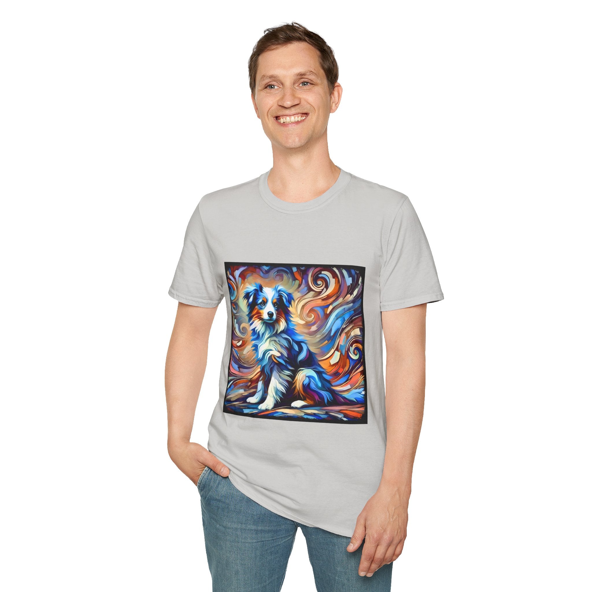 Miniature American Shepherd Blue Merle Swirl | Unisex Softstyle T-Shirt
