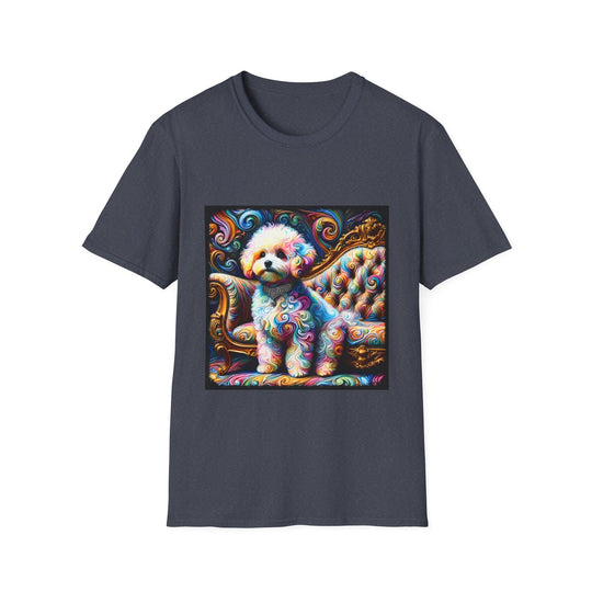 Bichon Frise Beautiful Swirl design dog lover unisex t-shirt in heather navy