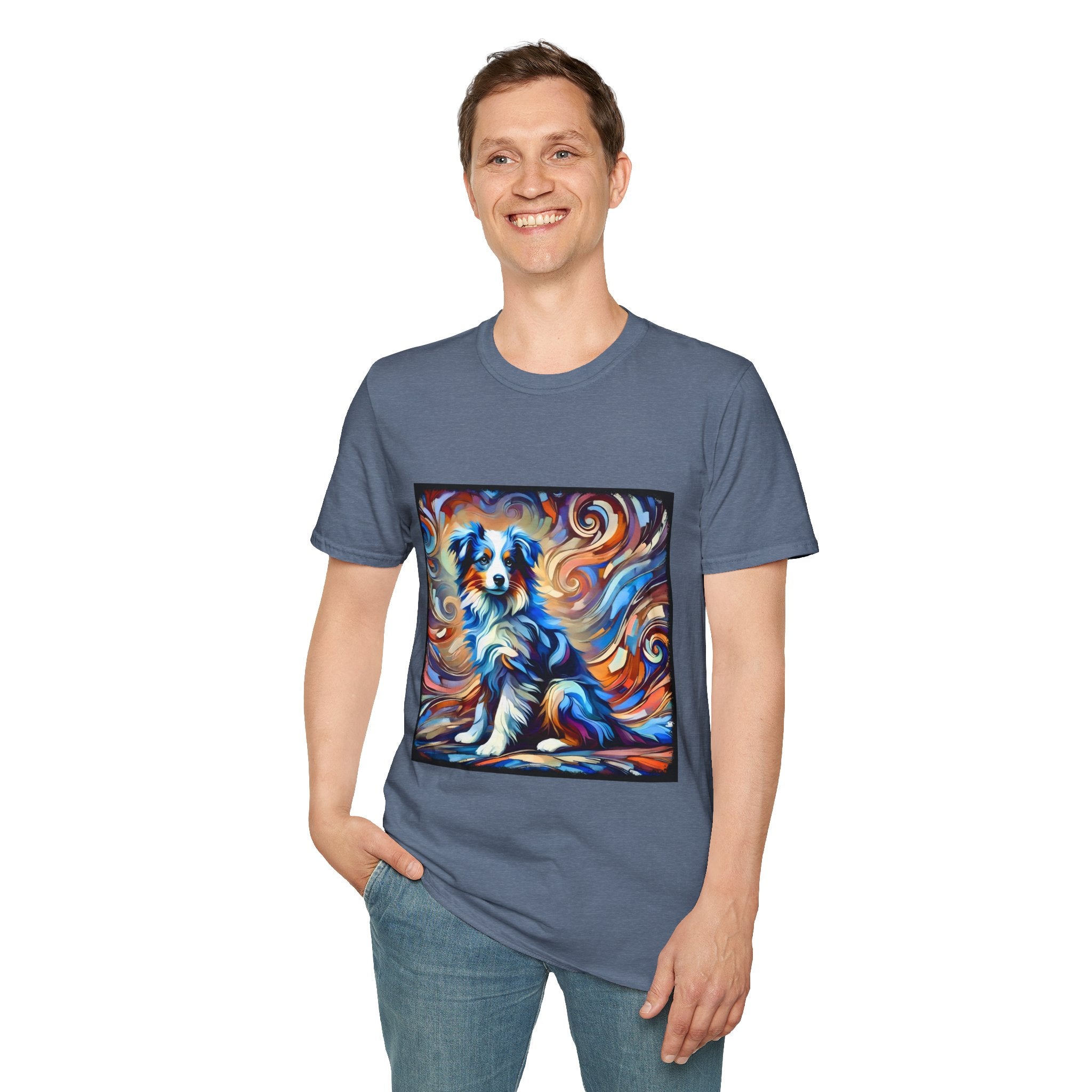 Miniature American Shepherd Blue Merle Swirl | Unisex Softstyle T-Shirt