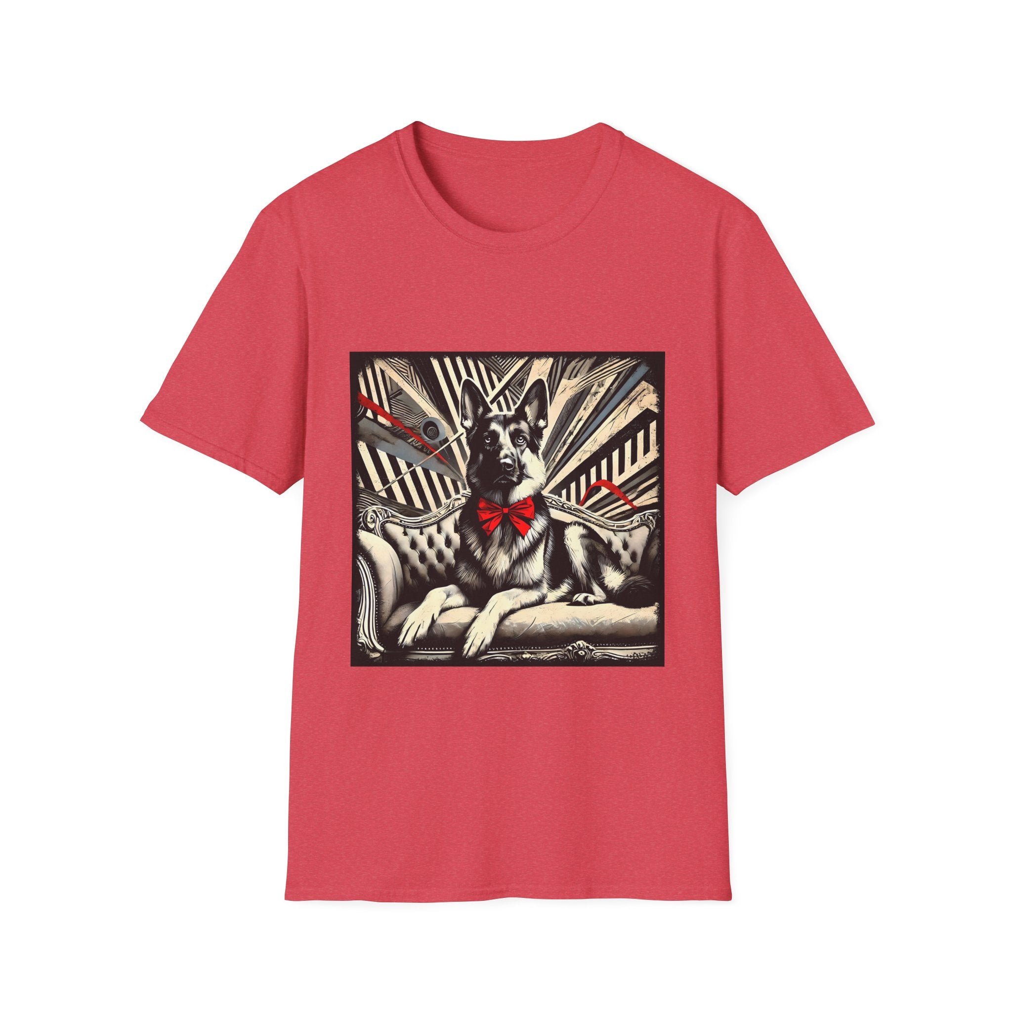 German Shepherd B&W Red Bow | Unisex Dog T-Shirt