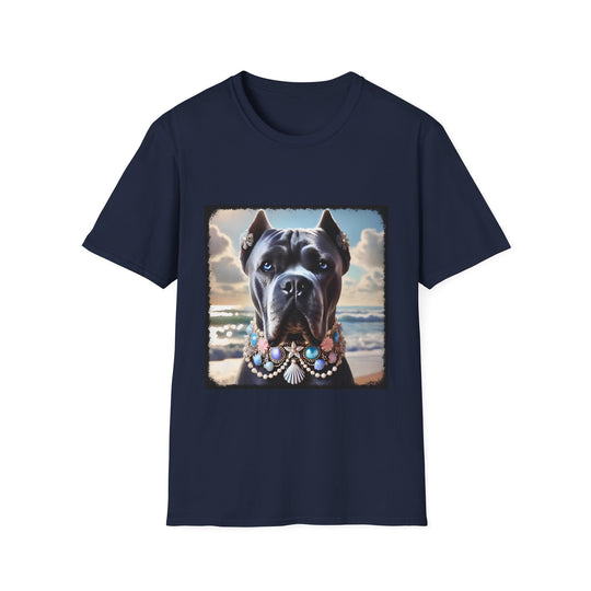 Cane Corso Beach Babe design dog lover unisex t-shirt in navy