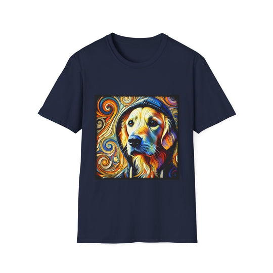 Golden Retriever Relaxed Swirl design dog lover unisex t-shirt in navy