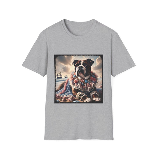 Bulldog Seashell Siren design dog lover unisex t-shirt in sport grey