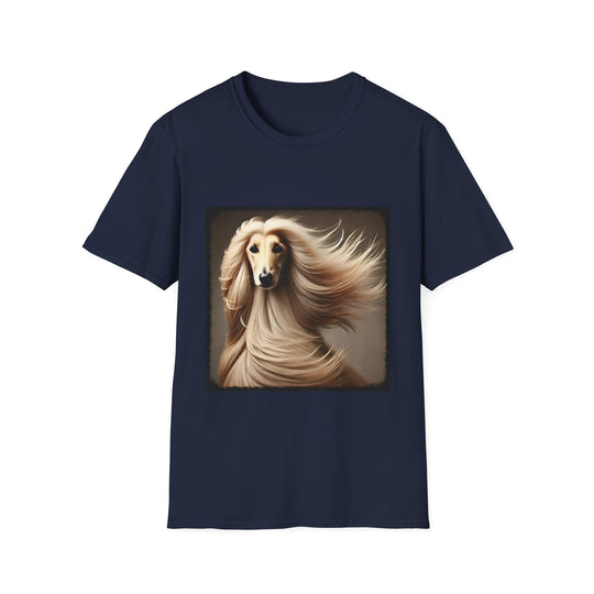 Afghan Hound Sultry Supermodel design dog lover unisex t-shirt in navy