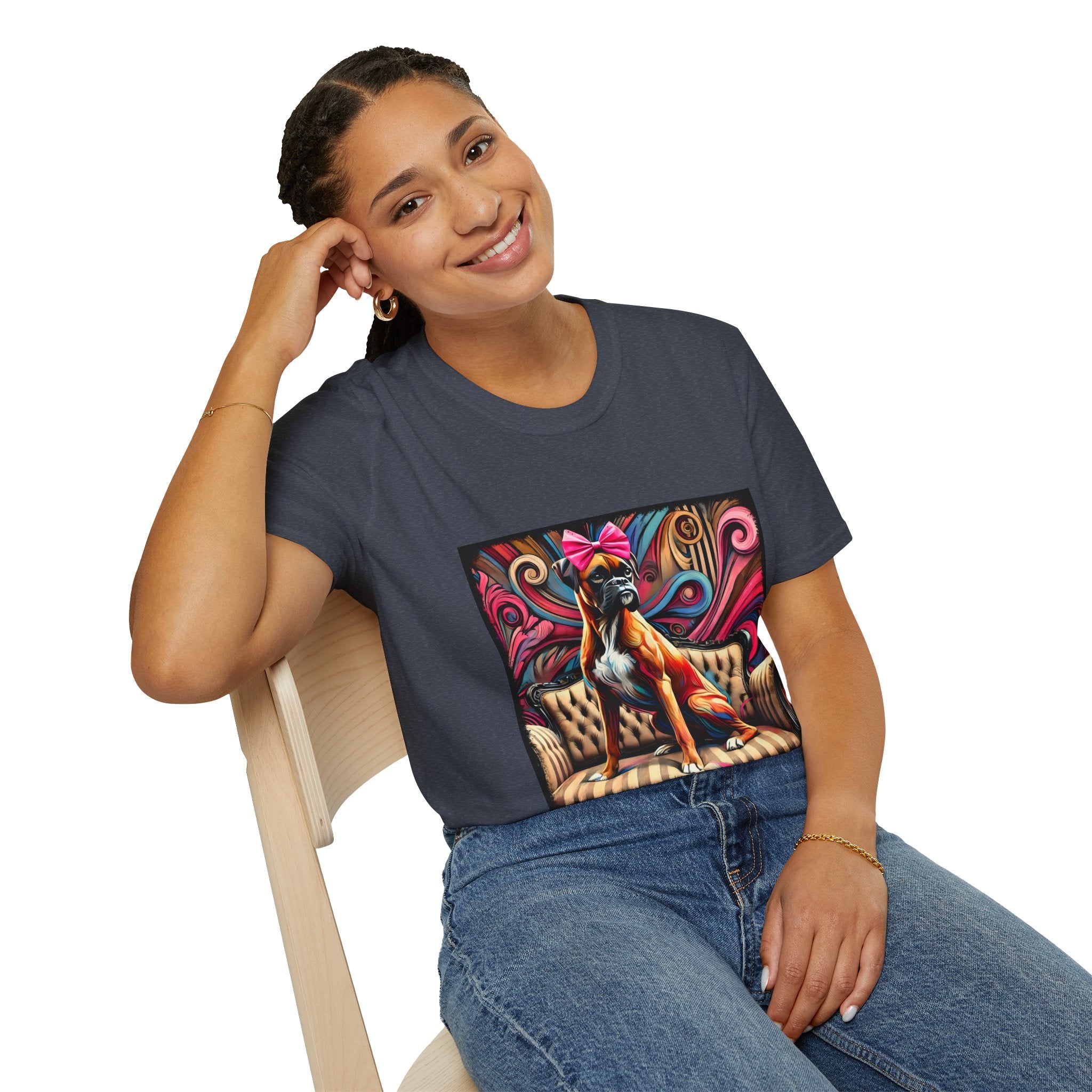 Boxer Pink Bow Swirl | Unisex Dog T-Shirt
