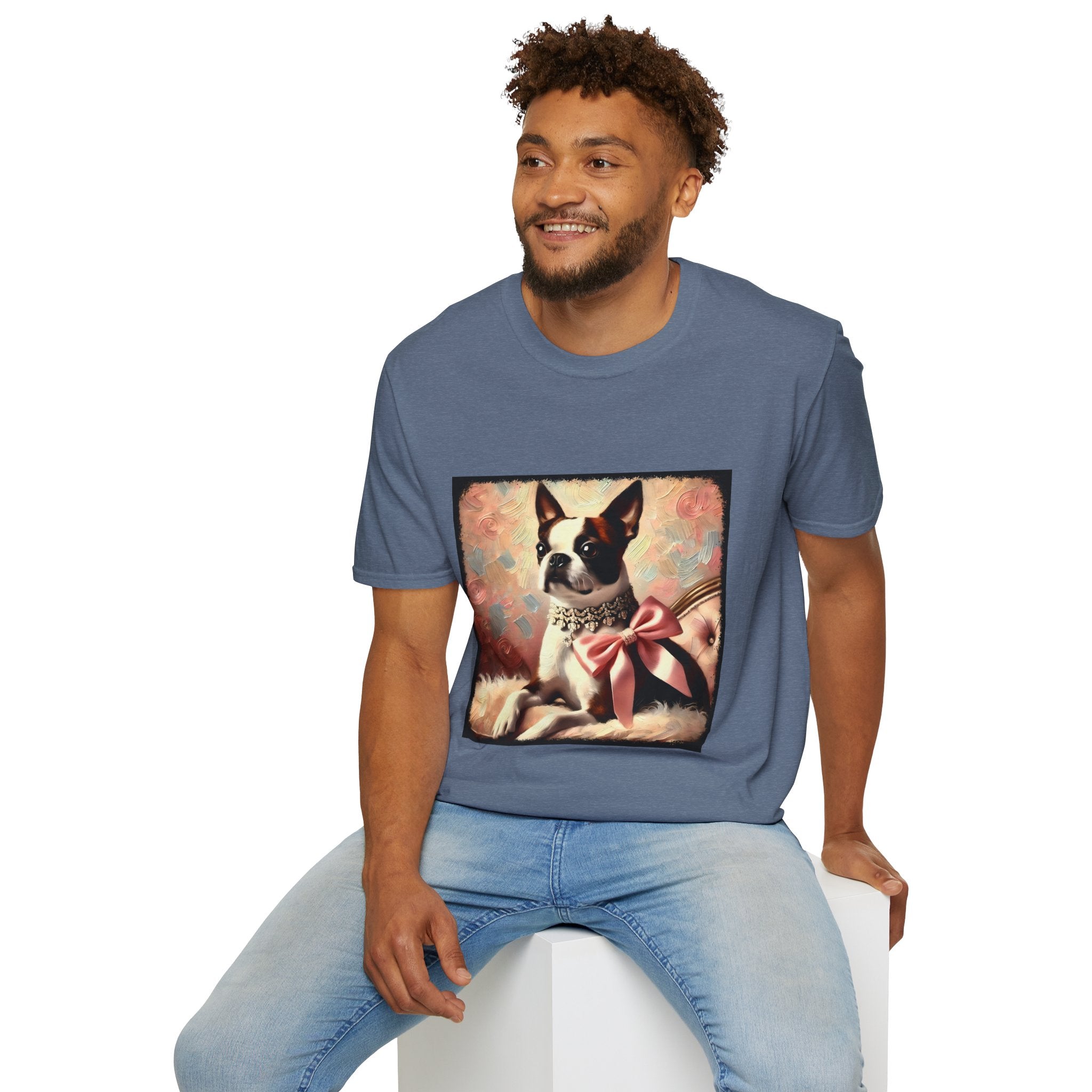 Boston Terrier Pink Bow Classic | Unisex Dog T-Shirt