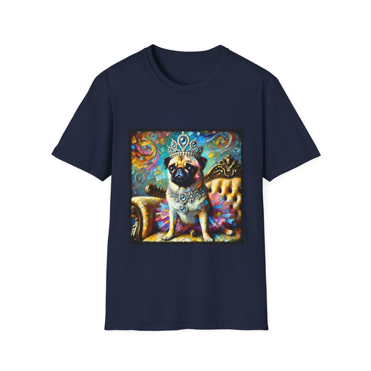 Pug Princess Classic design dog lover unisex t-shirt in navy