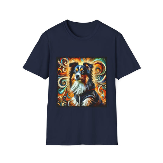 Miniature American Shepherd Street Swirl design dog lover unisex t-shirt in navy