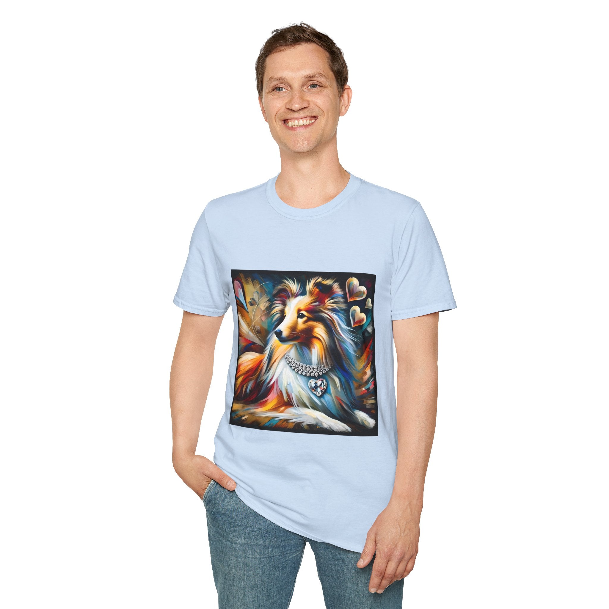 Shetland Sheepdog Diamond Heart Swirl | Unisex Dog T-Shirt