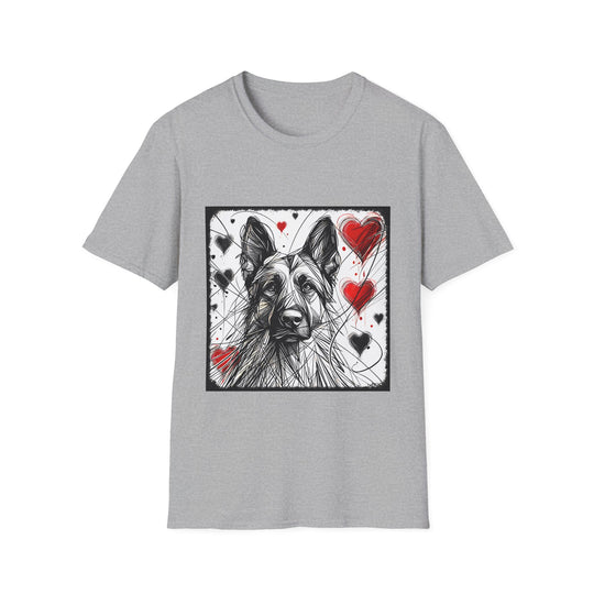 German Shepherd Big Heart Sketch design dog lover unisex t-shirt in sport grey