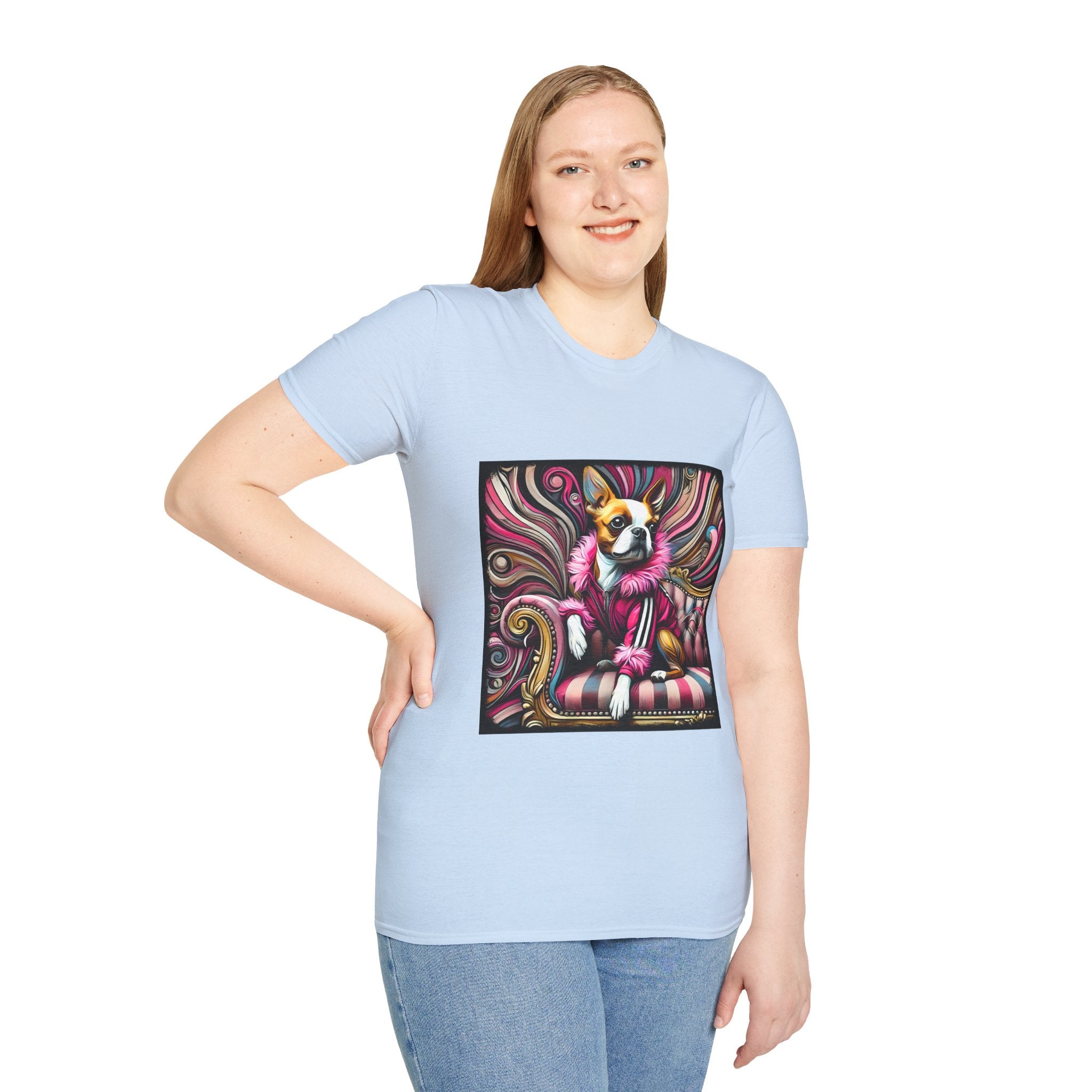 Boston Terrier Pink Rocker | Unisex Dog T-Shirt