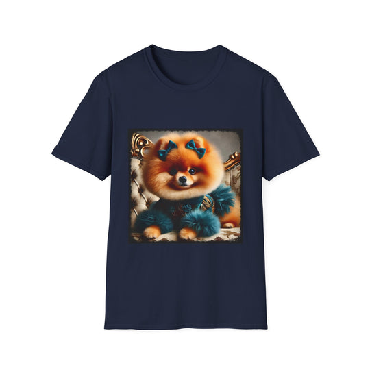 Pomeranian Fluff Boss design dog lover unisex t-shirt in navy