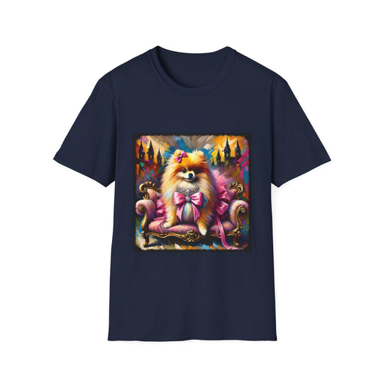 Pomeranian Pink Princess Classic design dog lover unisex t-shirt in navy