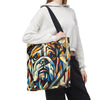 Bulldog Tote Bag | Warm Geometric Dog Lover Gift