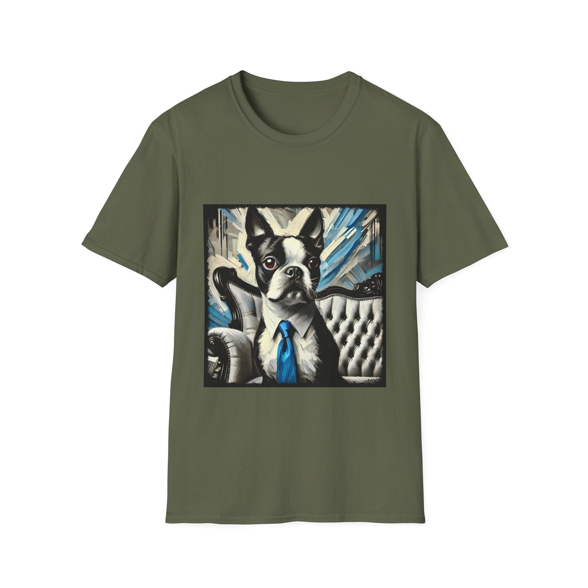 Boston Terrier pet‑portrait shirt black white