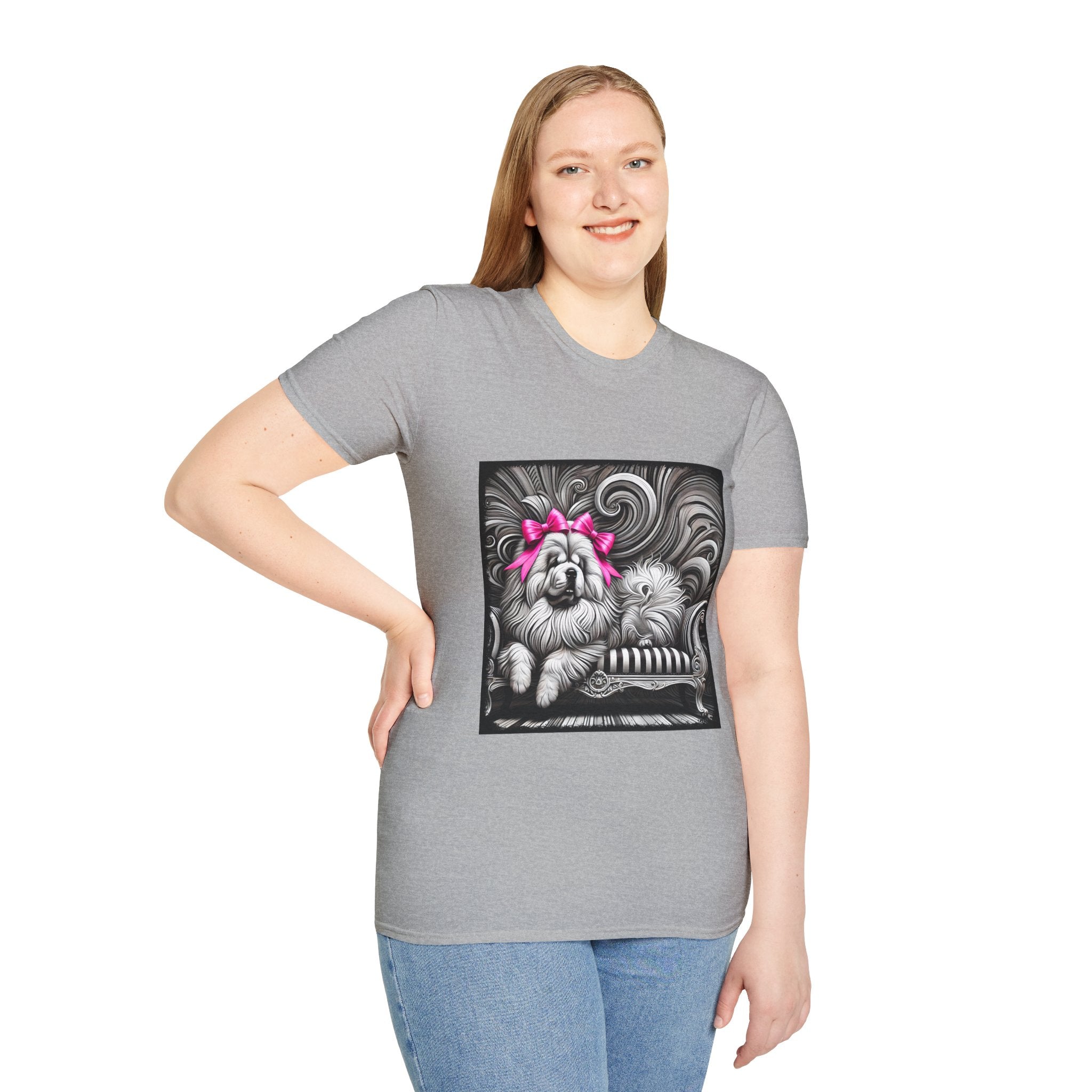 Chow Chow B&W Pink Bow | Unisex Dog T-Shirt
