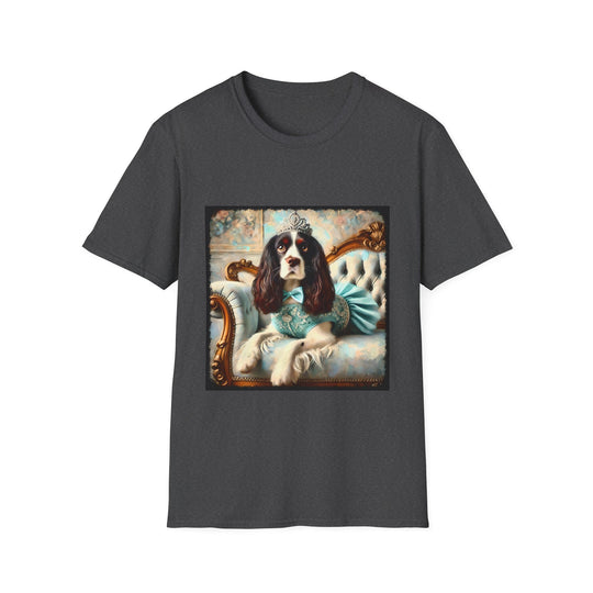 English Springer Spaniel Teal Princess Classic design dog lover unisex t-shirt in dark heather