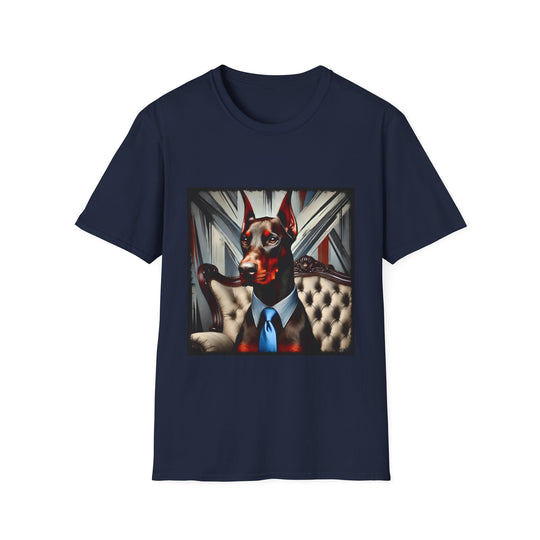 Doberman Pinscher Top Dawg design dog lover unisex t-shirt in navy