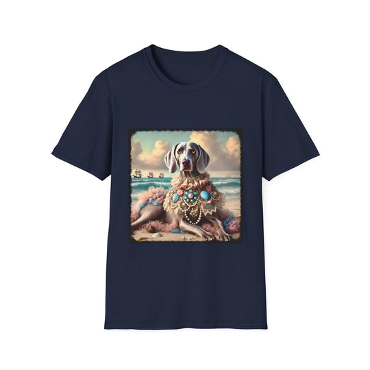 Weimaraner Seashell Siren design dog lover unisex t-shirt in navy