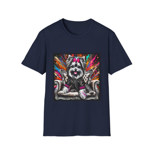Yorkshire Terrier Bold Rocker design dog lover unisex t-shirt in navy