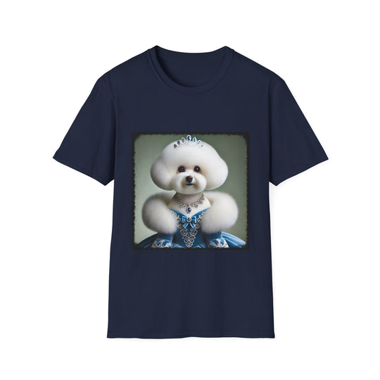 Bichon Frise Blue Belle design dog lover unisex t-shirt in navy
