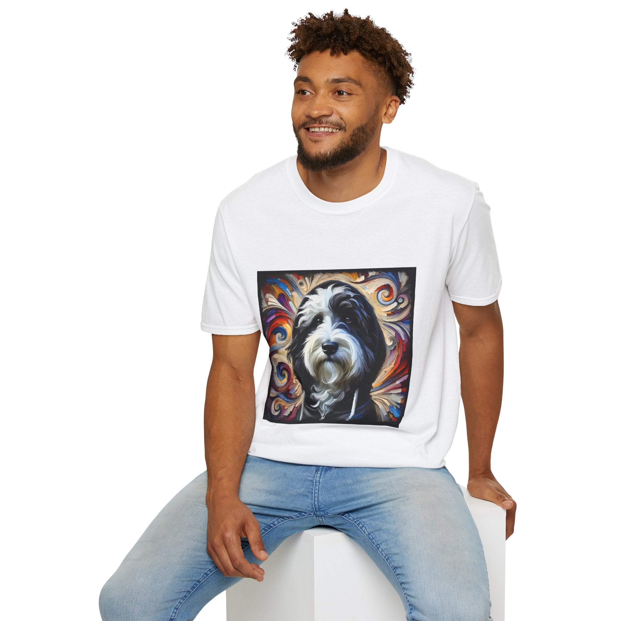 Sheepadoodle Black Hoodie Swirl | Unisex Dog T-Shirt