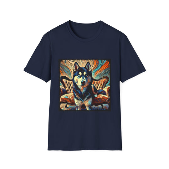 Siberian Husky Teal Classic design dog lover unisex t-shirt in navy