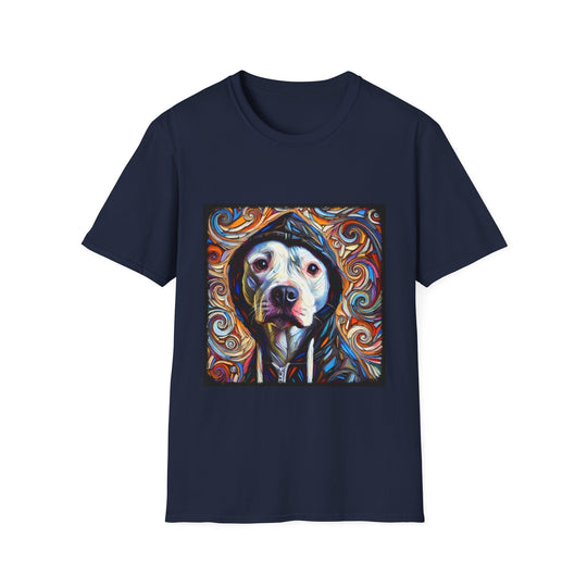 American Pit Bull Terrier Colorful Swirl design dog lover unisex t-shirt in navy