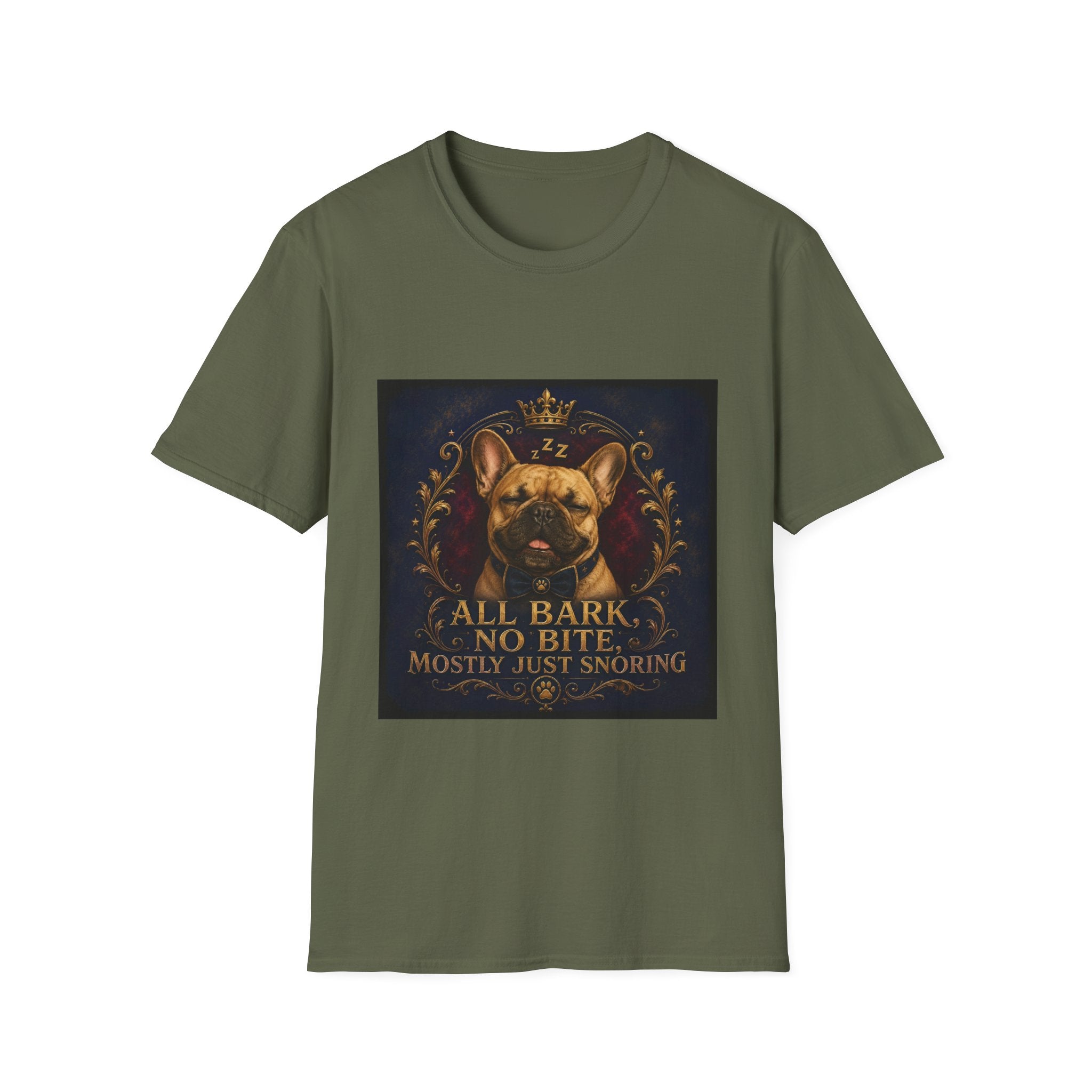 French Bulldog Shirt | All Bark, No Bite, Just Snoring Dog Lover Tee