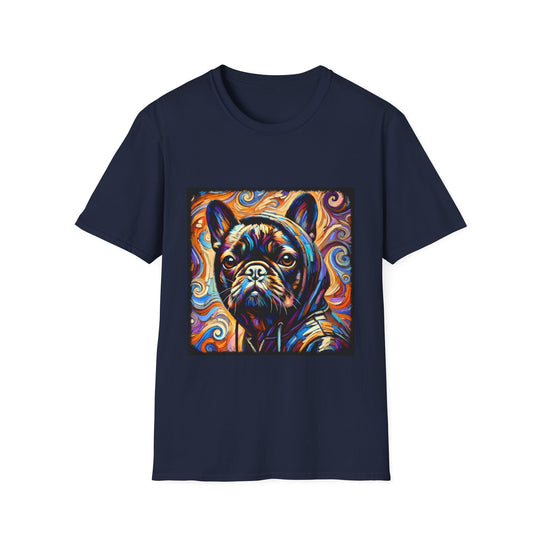 French Bulldog Relaxed Swirl design dog lover unisex t-shirt in navy