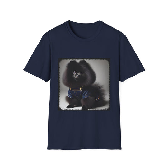 Pomeranian Denim Doll design dog lover unisex t-shirt in navy