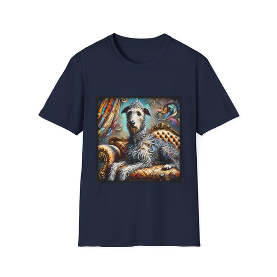 Irish Wolfhound Diamond Diva Swirl design dog lover unisex t-shirt in navy