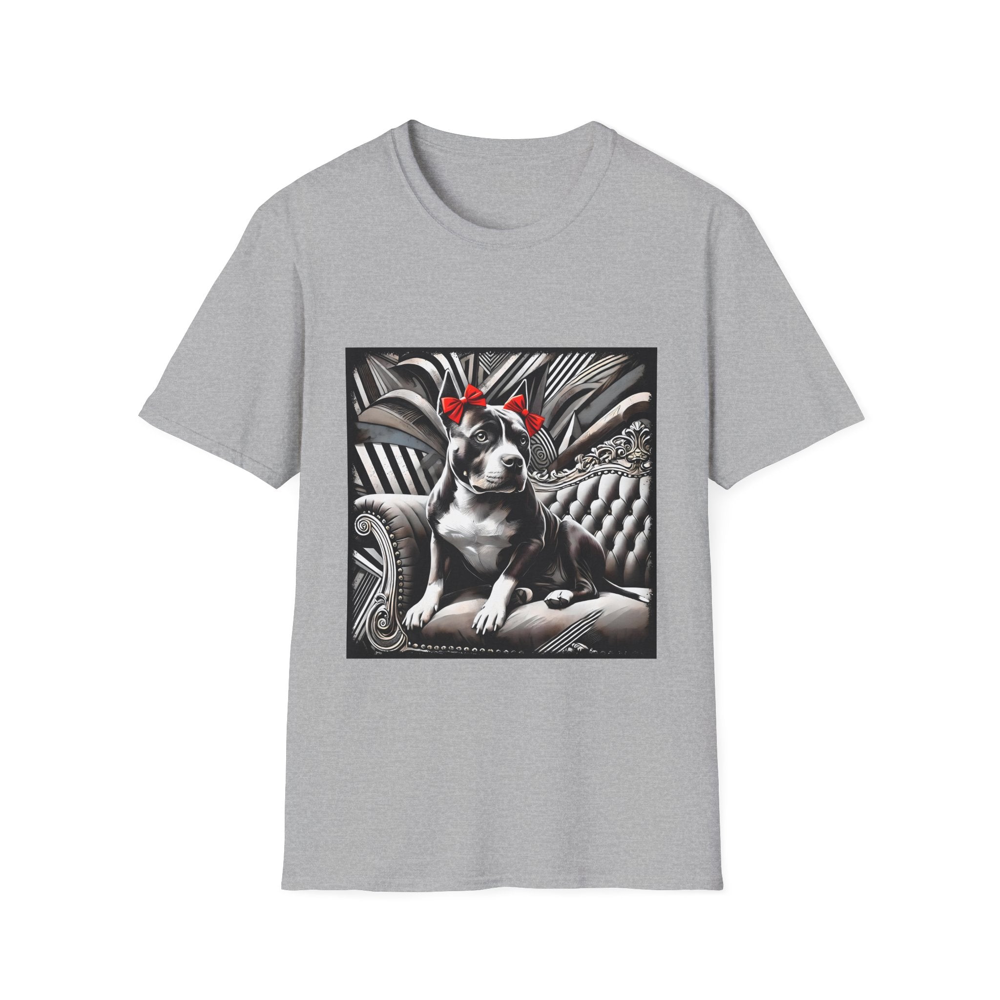 American Pit Bull Terrier Shirt | B&W Red Bow Dog Lover Tee