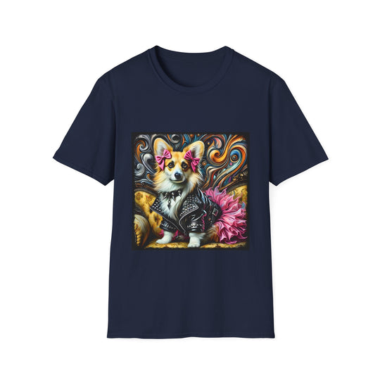 Pembroke Welsh Corgi Rock Swirl design dog lover unisex t-shirt in navy