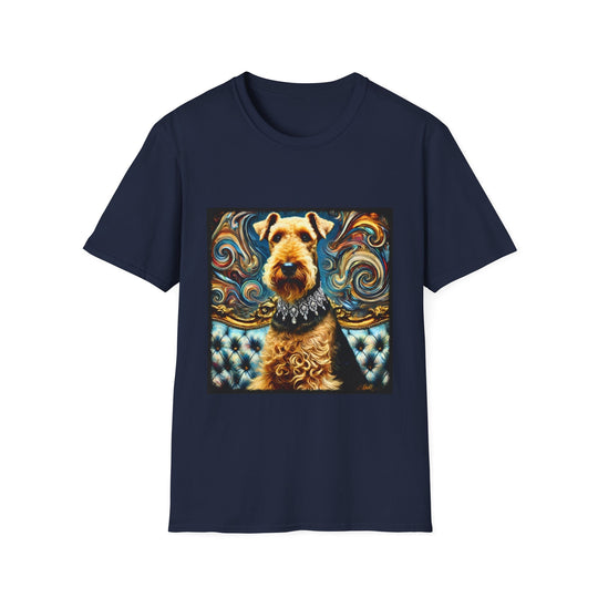 Airedale Terrier Glam Swirl design dog lover unisex t-shirt in navy