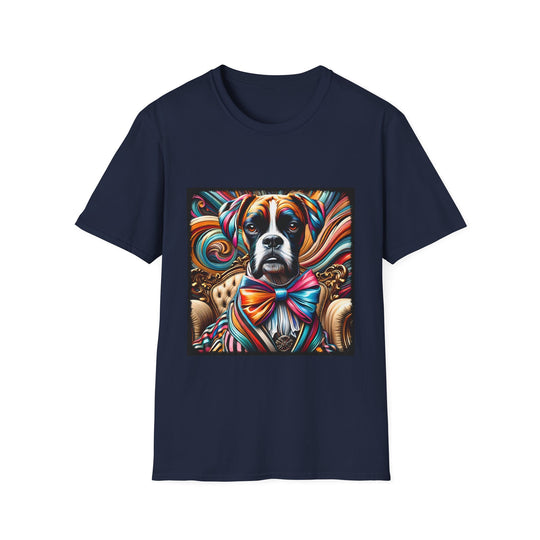 Boxer Bold Rocker design dog lover unisex t-shirt in navy