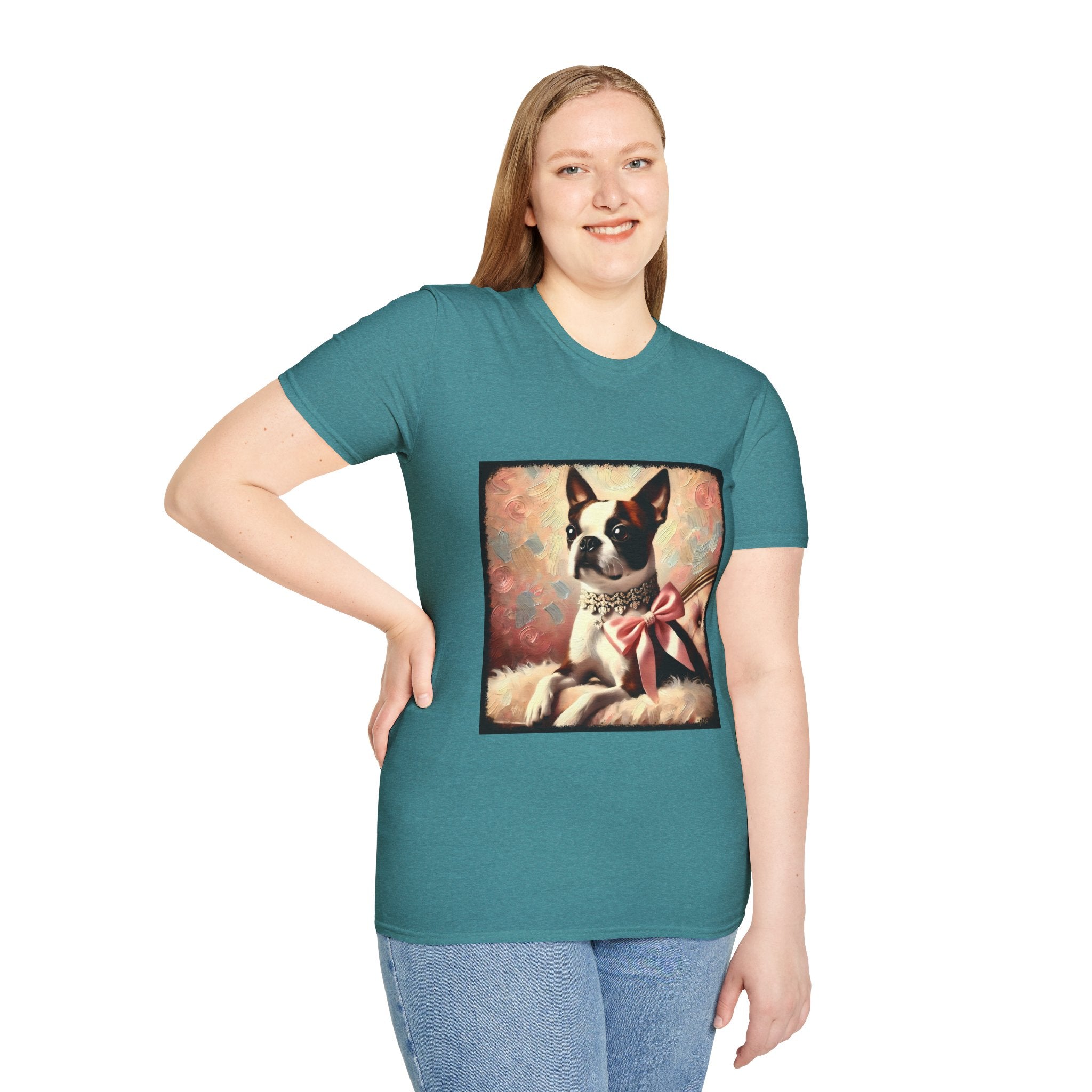 Boston Terrier Pink Bow Classic | Unisex Dog T-Shirt