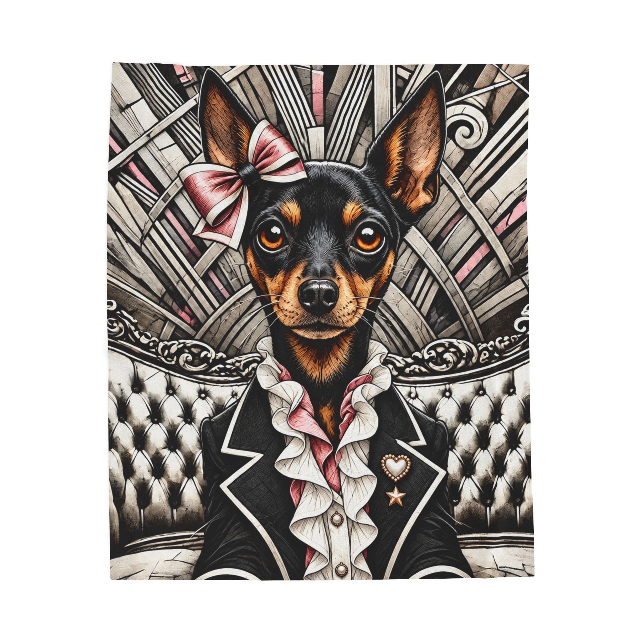 Miniature Pinscher Blanket | Pink Bow Socialite Dog Lover Gift