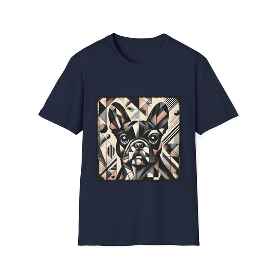 French Bulldog Bold Geometric design dog lover unisex t-shirt in navy