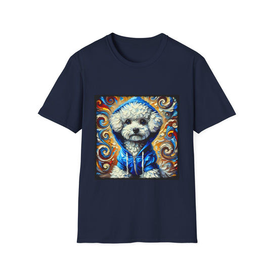Bichon Frise Hoodie Swirl design dog lover unisex t-shirt in navy